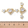 Rack Plating Brass Cubic Zirconia Triple Heart Connector Charm KK-C084-05G-03-3