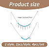 4Pcs 2 Styles Heart Wing Zinc Alloy Charm with Synthetic Turquoise Beads Boot Strap Chains BJEW-FH00002-2