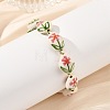 Handmade Printed Porcelain Floral Oval Beaded Stretch Bracelets BJEW-JB14182-2