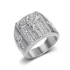 Cross with Jesus Pattern 304 Stainless Steel with Crystal Rhinestone Finger Rings for Men FS-WG78AD7-11-1