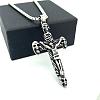 Vintage Punk 304 Stainless Steel Skull Jesus Cross Pendant Necklaces for Men AP1253-2