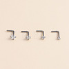 316 Surgical Stainless Steel Crystal Rhinetone Flat Round L-Shaped Nose Rings WGCD50A-01-4