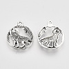 Tibetan Style Alloy Howling Wolf Pendants X-TIBEP-T009-07AS-RS-2