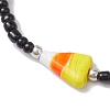 2Pcs 2 Colors Halloween Candy Corn Acrylic & Glass Seed Beaded Stretch Bracelet Sets BJEW-JB10524-4