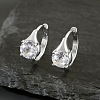 Brass Pave Clear Cubic Zirconia Hoop Earrings WGEEE3C-02-1