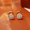 Brass Micro Pave Cubic Zirconia Hoop Earrings FS-WG3CB04-02-1