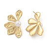 Brass Flower Stud Earrings EJEW-R016-05G-4