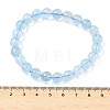 Natural Aquamarine Round Bead Stretch Bracelets for Men Women BJEW-U034-01D-02-5