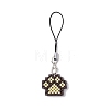 Paw Print Glass Seed Bead Beaded Charm Mobile Straps HJEW-MZ00186-02-1