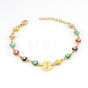 Colorful 304 Stainless Steel & Evil Eye Enamel Flat Round Link Bracelets FS-WGB13F5-10-1
