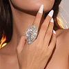 Horse Eye Brass Crystal Rhinestone Finger Rings FS-WG798CF-01-1