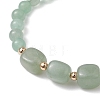 Natural Green Aventurine Cube & Round Beaded Stretch Bracelets BJEW-JB10807-02-3