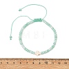 Adjustable Dyed Synthetic Turquoise Religion Cross & Ombre Effect Dyed Glass Rondelle Braided Bead Bracelets BJEW-JB14309-01-4