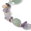 Natural Fluorite Chip & Cuboid Beaded Stretch Bracelets for Women BJEW-JB10808-05-3