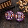 Bohemian Style Vintage Colorful Glass Seed Bead & Rhinestone Beaded Stud Earrings VY5957-9-1