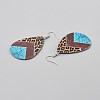 Artificial Leather Teardrop Dangle Earrings EJEW-WH0817-001A-2