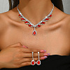 Teardrop Alloy Rhinestone Pendant Necklaces & Stud Dangle Earrings Sets FS-WG1DC8E-03-1