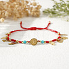 Stainless Steel Cross & Hamsa Hand & Medal Charms Braided Bracelets GU1131-1-2