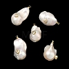 Brass & Pearl Micro Pave Cubic Zirconia Pendants KK-H259-13C-G01-1