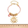 304 Stainless Steel & Synthetic Rainbow Stones Charm Bracelets BJEW-K247-04G-5