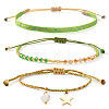 3Pcs 3 Styles Bohemian Adjustable Nylon Cord Braided Bracelet & Glass Beads Braided Bracelet & 304 Stainless Steel Star Charm Bracelet Set for Women GE8132-6-2