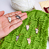 18Pcs 6 Styles Alloy Enamel Cat Shape Pendant Locking Stitch Markers HJEW-ME00171-3