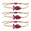 Ocean Adjustable Braided Wax Cord Fish Link Bracelet Sets with Brass Beads for Women XU5174-1-5