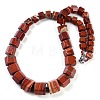 Natural Red Jasper Hexagon Prism Graduated Beaded Necklaces for Women Men NJEW-K388-03M-1