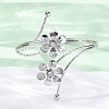 Flower Alloy Arm Cuff Bangles for Girl Women AJEW-A063-01E-P-3