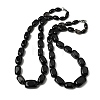 Dyed Natural Agate Cuboid Graduated Beaded Necklaces with Alloy Clasps NJEW-C113-01B-4