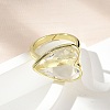 Heart Brass Natural Quartz Crystal Finger Rings RJEW-D304-01G-F-5