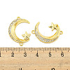 Rack Plating Brass Micro Pave Clear Cubic Zirconia Moon with Star Connector Charms KK-P270-21G-3