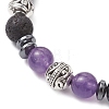 Natural Mixed Gemstone & Lava Rock Strtch Bracelets for Women BJEW-JB12768-4