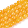 Natural Dyed Yellow Jade Gemstone Bead Strands G-R271-6mm-Y08-1