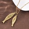 304 Stainless Steel Couple Fish Pendant Satellite Chain Necklaces for Women NJEW-Z108-02G-3