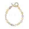 Natural Multi Color Quartz & Brass Nuggets Beaded Bracelets BJEW-JB14230-3