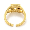 Rack Plating Brass Micro Pave Cubic Zirconia Rectangle Open Cuff Ring for Women RJEW-C082-05G-3