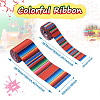 2 Rolls 2 Styles Stripe Pattern Printed Polyester Grosgrain Ribbon OCOR-TA0001-37B-3