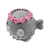 Sea Animals Opaque Resin Pufferfish with Flower Crown Figurine RE-CBA1AA1-03G-2