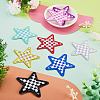 8Pcs 2 Styles Star with Lattice Computerized Embroidery Polyester Iron on/Sew on Patches PATC-TAC0001-28-6