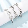 Vintage 304 Stainless Steel Rhombus Link Mixed Chain Necklaces NJEW-C115-08AS-1