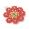 Glass Seed Beaded Flower Pendants PALLOY-MZ01181-01-3