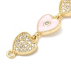 Brass Micro Pave Clear Cubic Zirconia 7 Heart Links Connector Charms KK-H539-14G-3