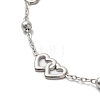 Titanium Steel Double Heart Link Bracelets for Women BJEW-G719-08P-2