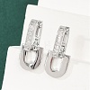 Brass Clear Cubic Zirconia U-Shaped Hoop Earrings EJEW-Q016-20P-5