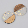 Transparent Resin & Walnut Wood Pendants X-RESI-S389-025A-E01-2
