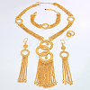 Luxury Alloy Ring Tassel Bracelets & Earrings & Necklaces & Rings Sets for women CI2534-4