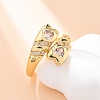 Brass Micro Pave Clear Cubic Zirconia Cuff Rings for Women RJEW-U047-19G-1