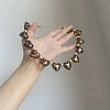 Leopard Print Acrylic Heart and Round Imitation Pearl Beaded Necklaces FS-WG140B1-01-4