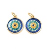 Flat Round Brass Micro Pave Cubic Zirconia Charms KK-G435-33G-01-2